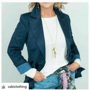 CAbi Check Blazer Style # 5475 Windowpane Check Navy Blue